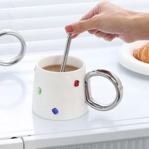 Taza Cerámica Joyas 300 ml con mezclador Santú Home & Deco