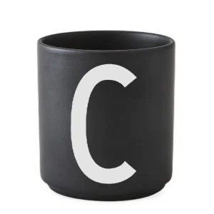 Taza Negro De Porcelana - C Design Letters