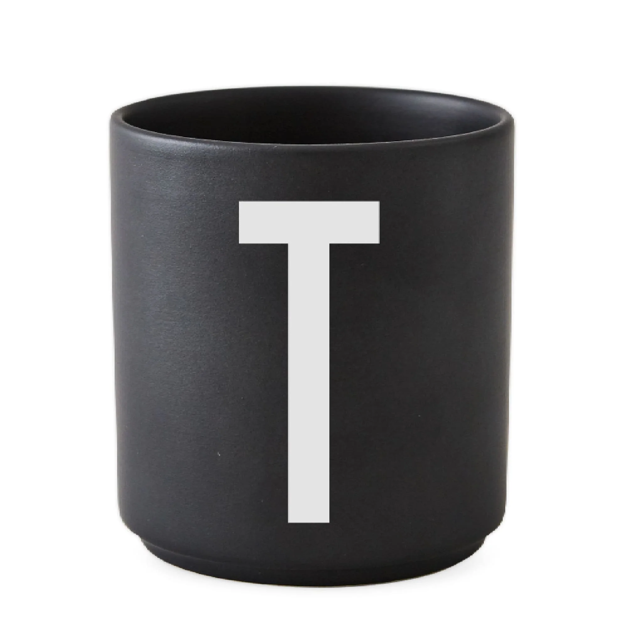 Taza Negro De Porcelana - T Design Letters