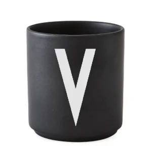 Taza Negro De Porcelana - V Design Letters