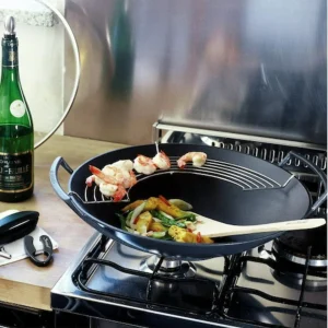 Wok Con Tapa De Vidrio 36cm  Mate Le Creuset