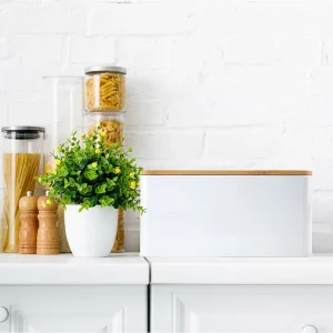 Panera Metálica con Tapa Bamboo Simplit